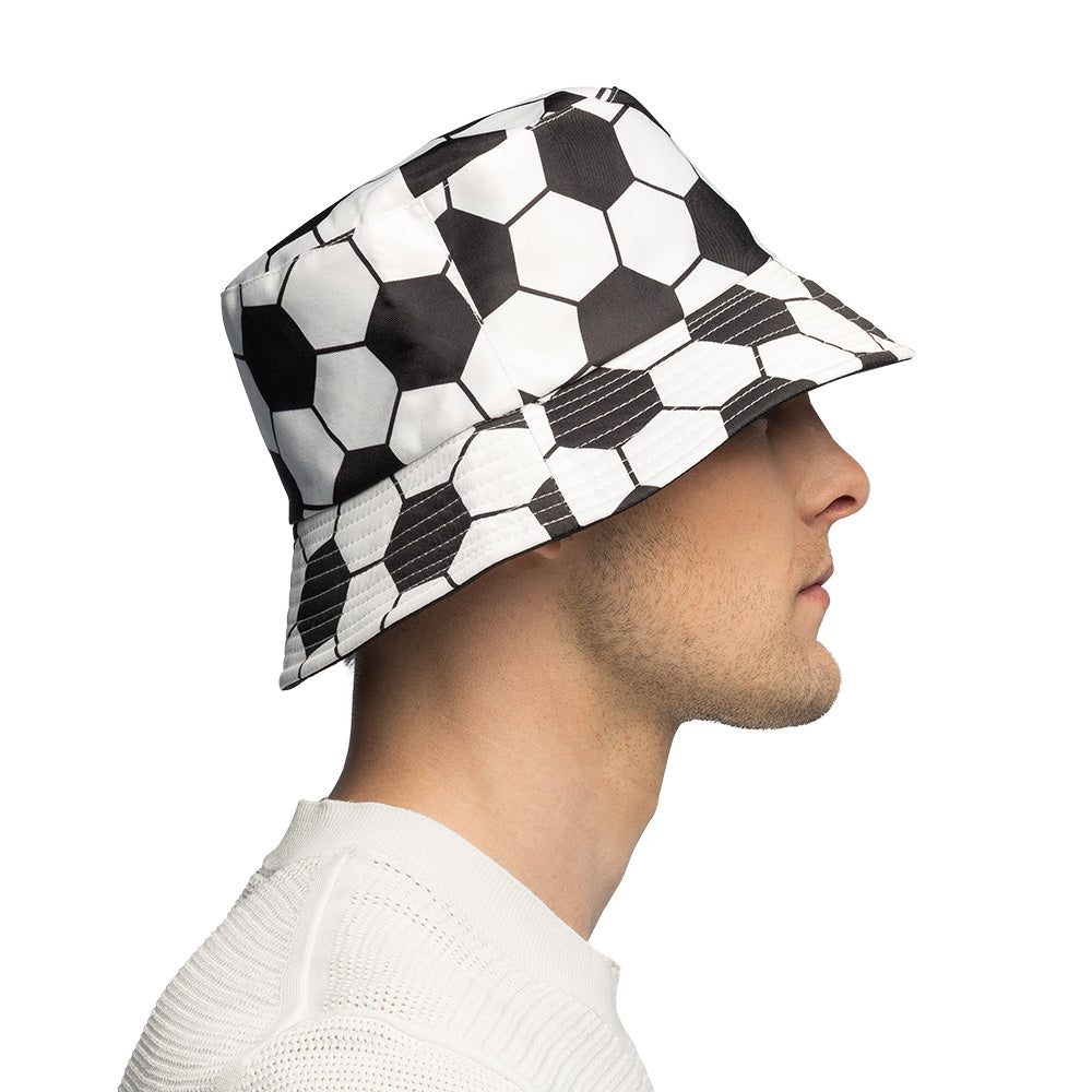 Chapeau Bucket Football Noir et Blanc - Accessoire Foot Tendance