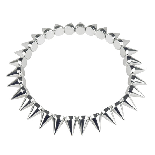 Collier Chaîne Pics Argent - Accessoire Rock Punk Adulte