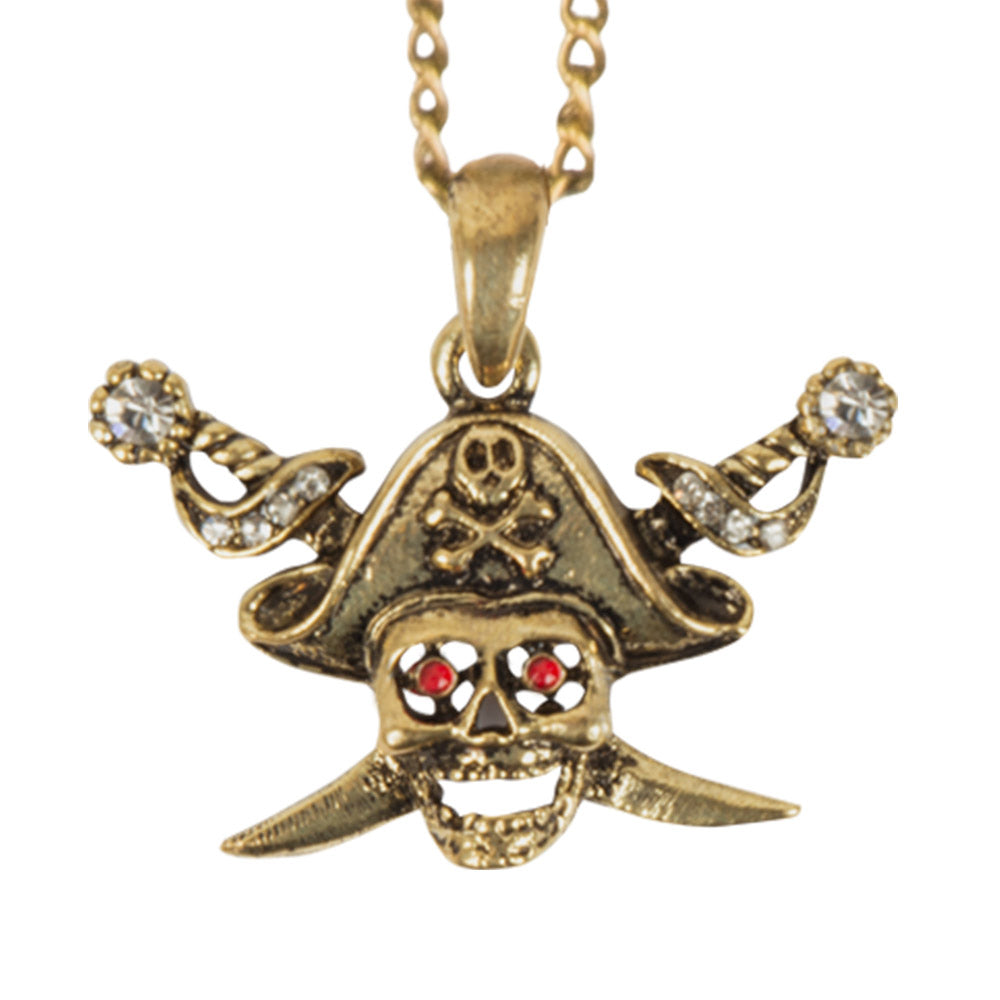 Collier Pirate Crâne avec Sabre - Accessoire de Fête
