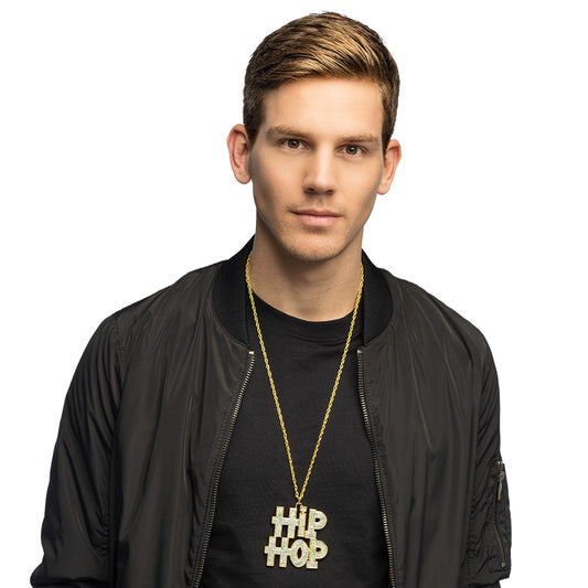 Collier HIP HOP Paillettes Doré - Accessoire Rappeur