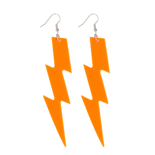 Boucles d'oreilles éclair UV fluo orange - Accessoire festival