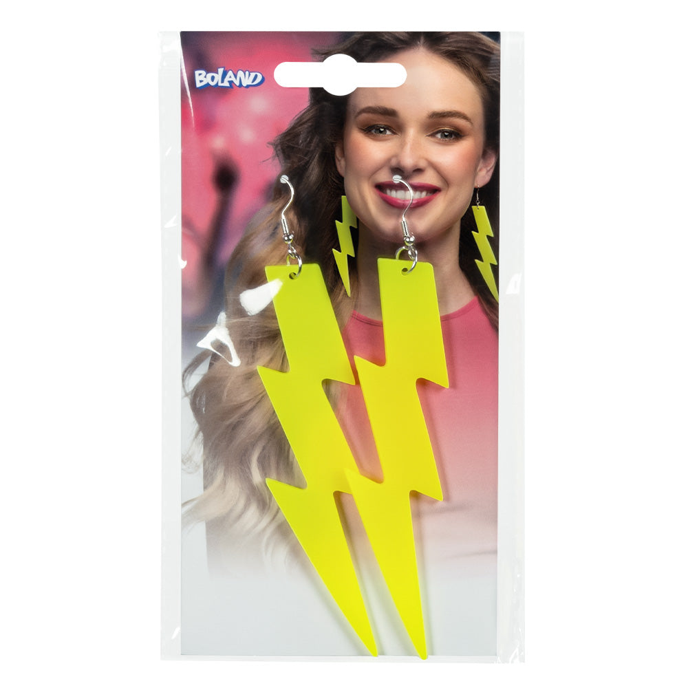 Boucles d'oreilles éclair UV fluo jaune néon party