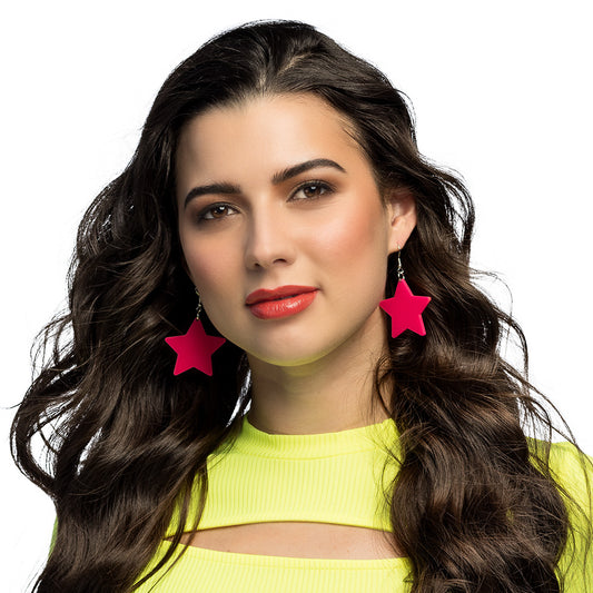 Boucles d'oreilles étoiles fluo UV - Accessoire soirée disco