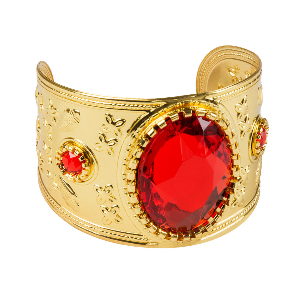 Bracelet Doré Égyptien avec Cristal Rouge - Accessoire Déguisement