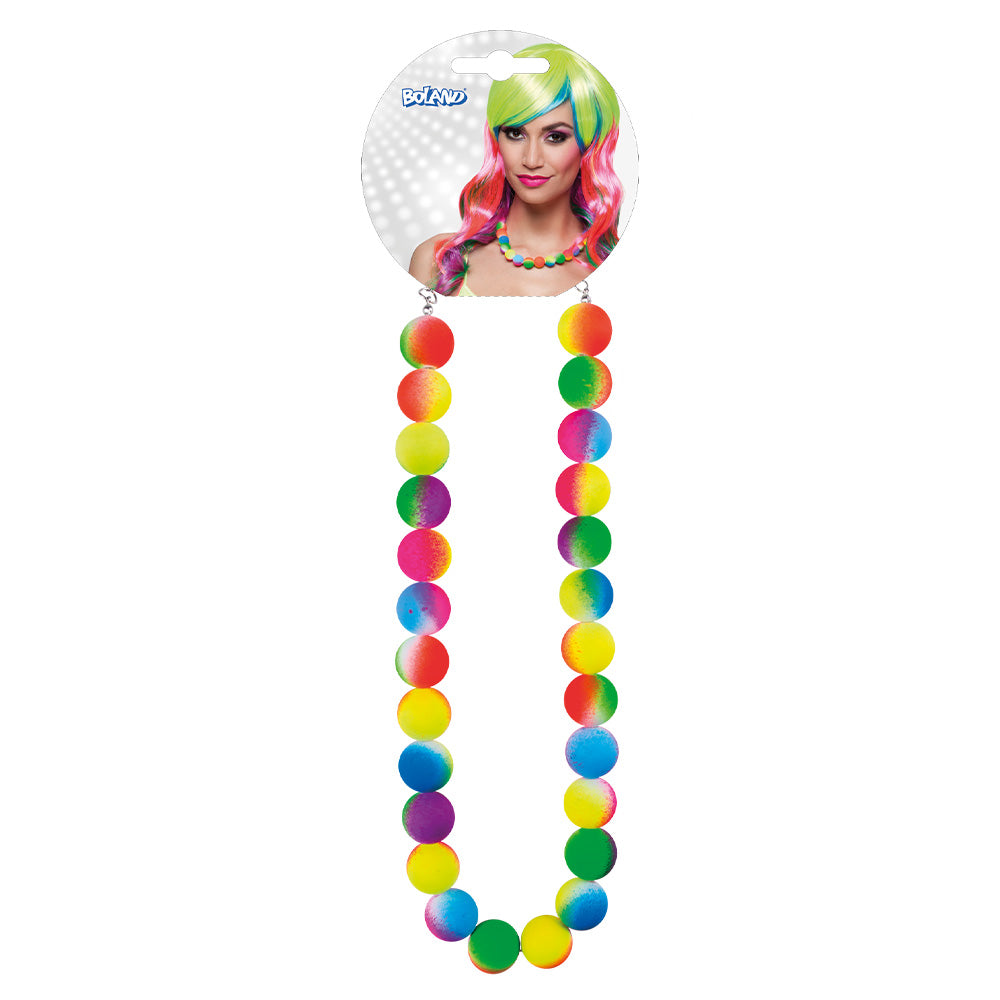 Collier de Perles Arc-en-Ciel Fluo UV Blacklight - Accessoire Fête