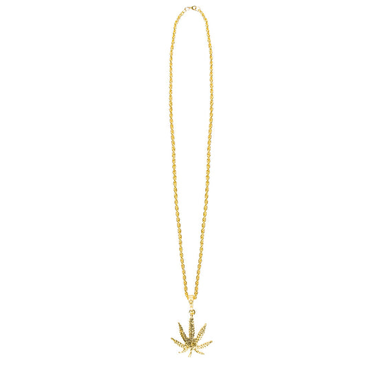 Collier Feuille de Cannabis Doré - Accessoire Hip-Hop Urbain