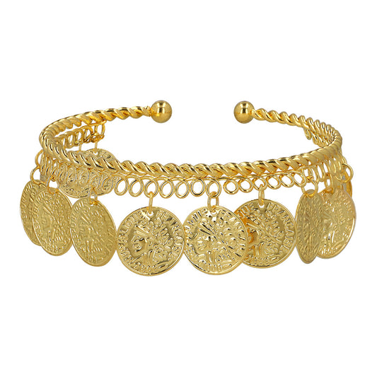 Bracelet Pièces Or Monnaies - Accessoire Disco Glamour
