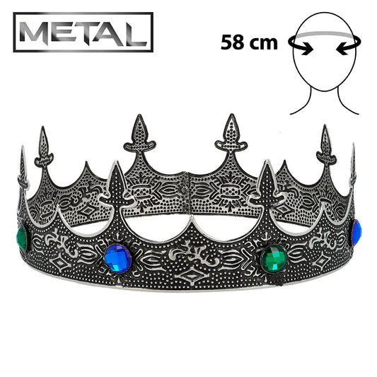 Couronne Royale Médiévale Noire - Tiare Épée Métal 58cm