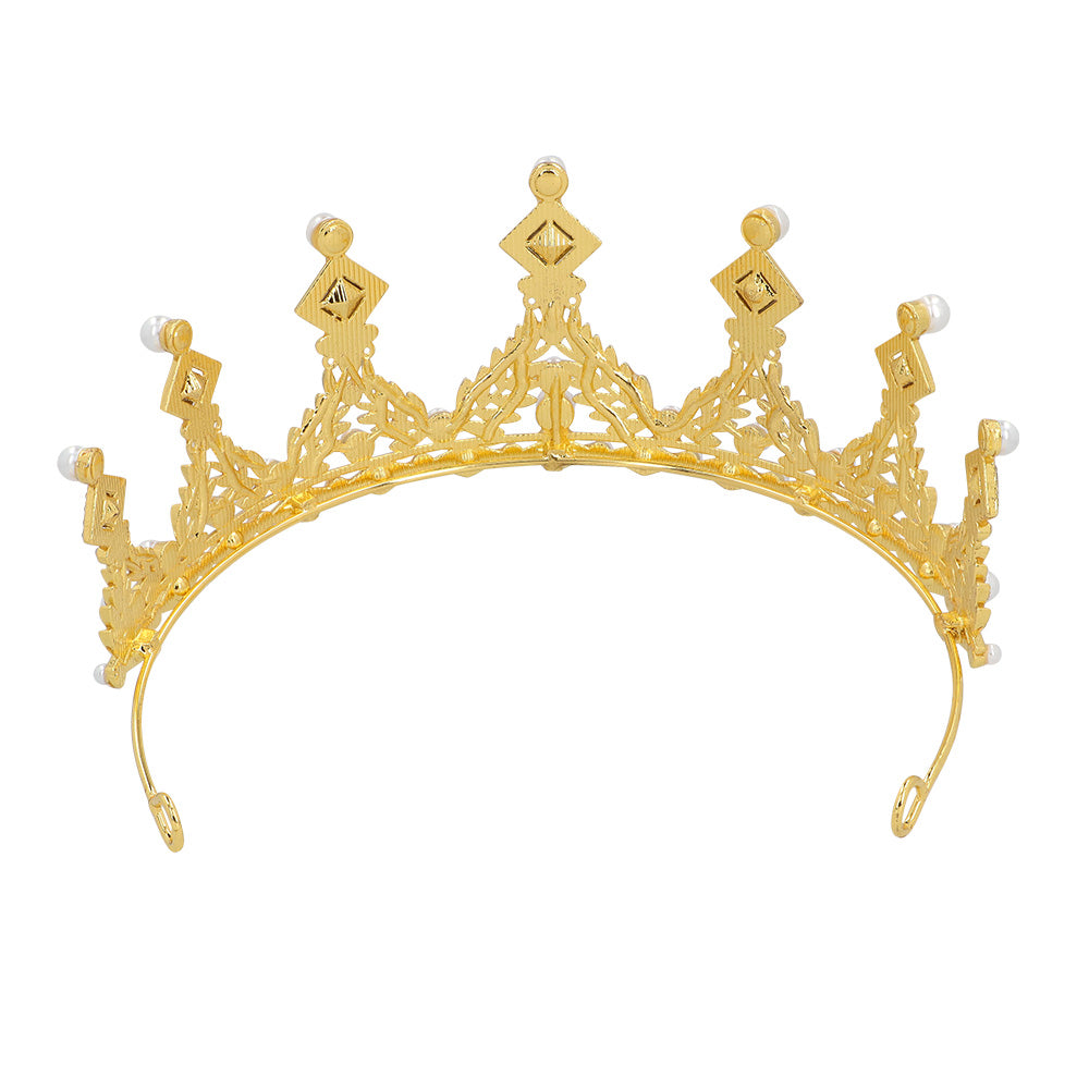 Tiare Royale Dorée Strass et Perles - Couronne de Princesse