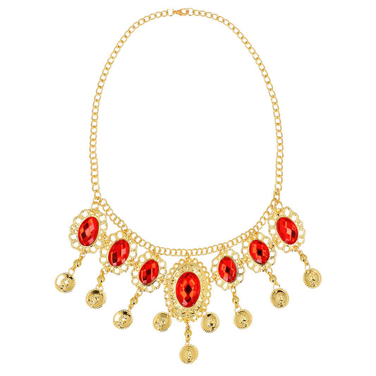 Collier Médiéval Rubis et Or - Accessoire Reine Costume