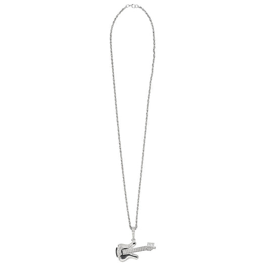 Collier Guitare Électrique Argentée - Accessoire Rock & Musique
