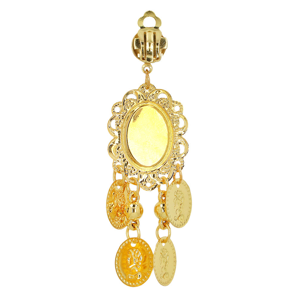 Boucles d'Oreilles Dorées Cristal Rouge Pendantes Luxe