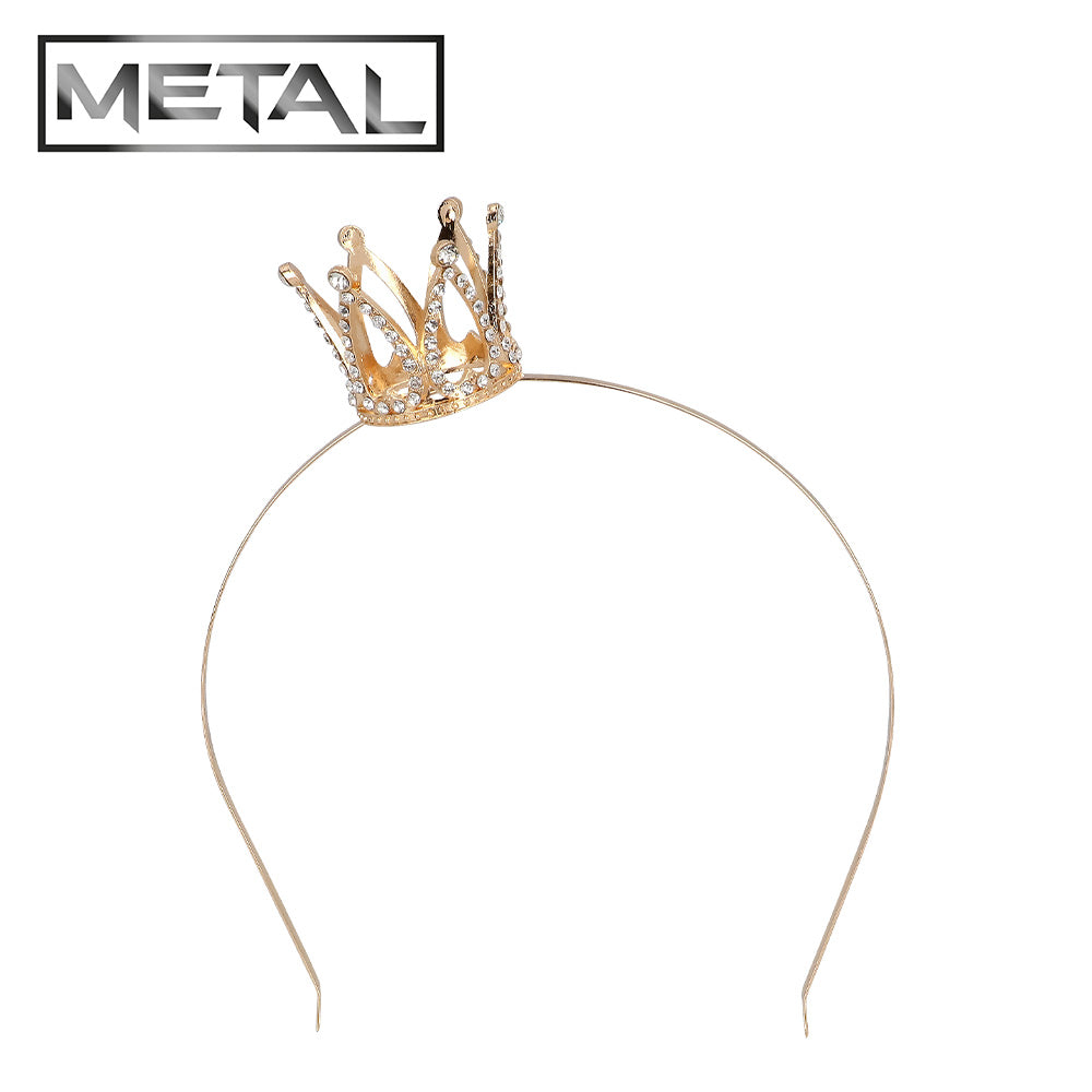 Tiare Royale Dorée avec Cristaux - Accessoire Couronne Reine