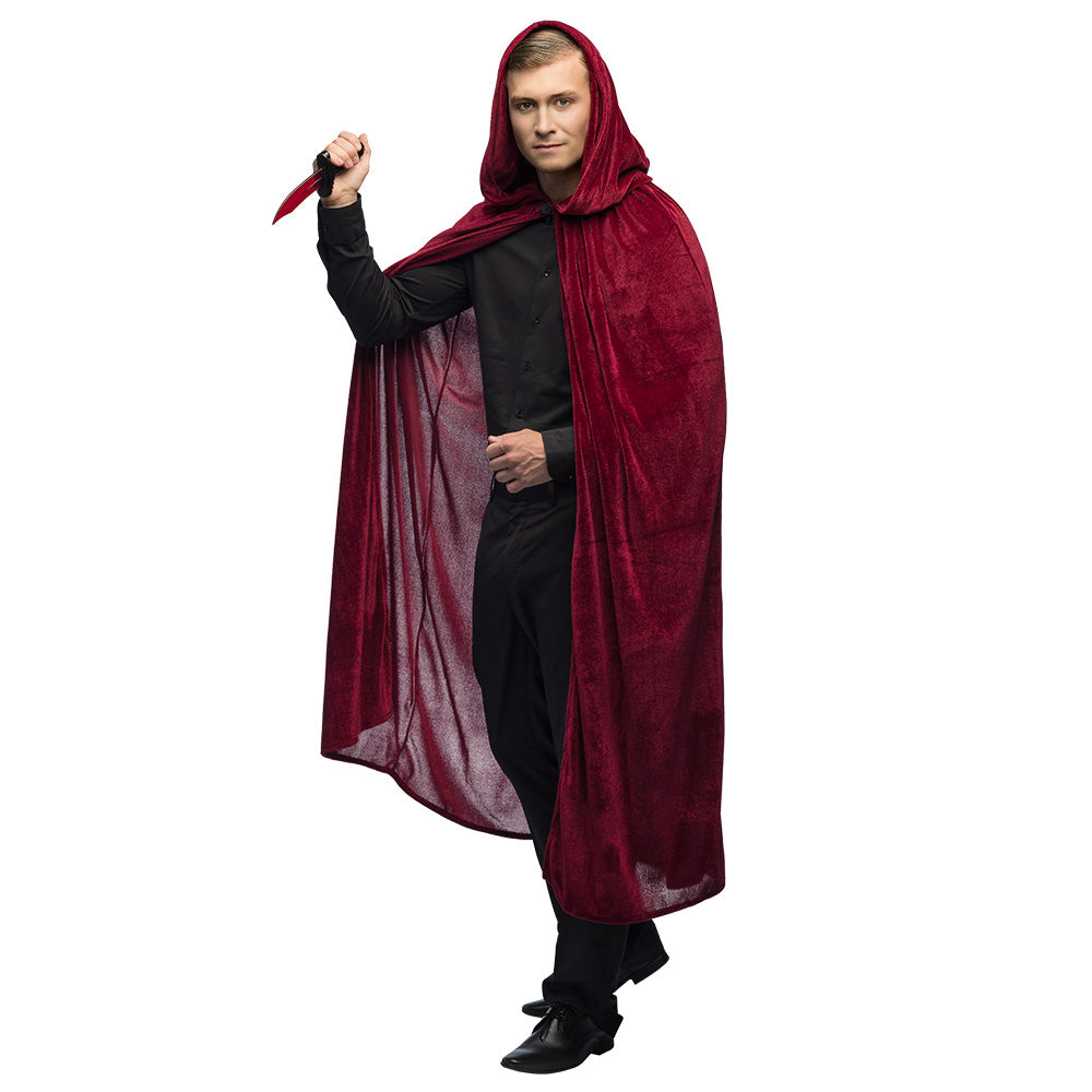 Cape Velours Bordeaux avec Capuche - Déguisement Vampire & Sorcier