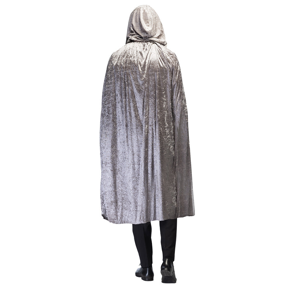 Cape de Vampire Velours Gris avec Capuche - Déguisement Adulte