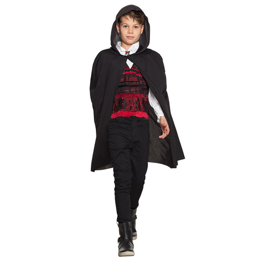 Cape Vampire Enfant Noire avec Motif Rouge - Déguisement Halloween