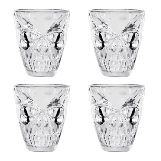 Lot 4 Verres à Shots Tête de Mort Cristal - Accessoire Party
