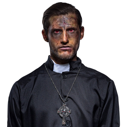 Pendentif Croix Gothique Skull Chaîne Metal - Accessoire Vampire