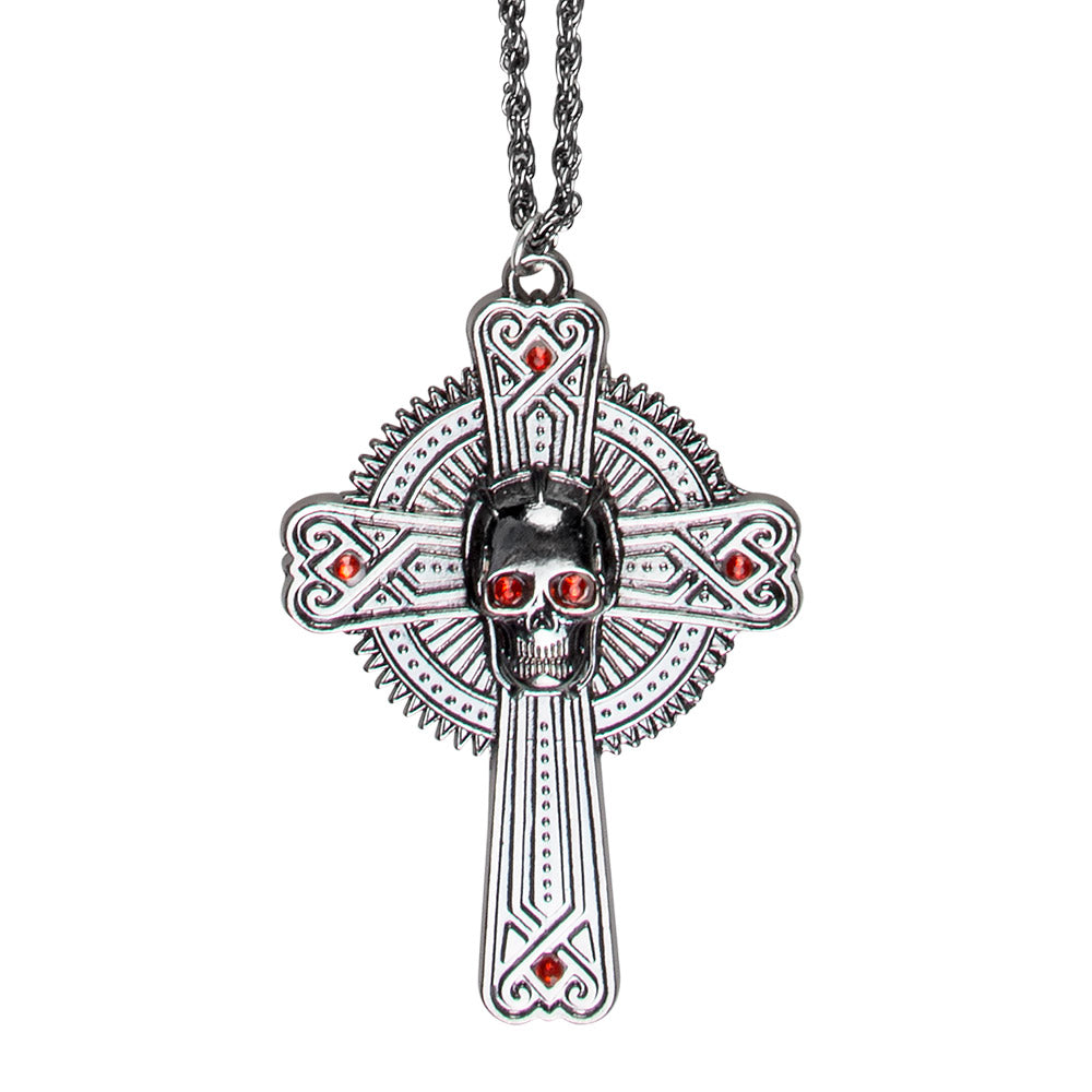 Pendentif Croix Gothique Skull Chaîne Metal - Accessoire Vampire