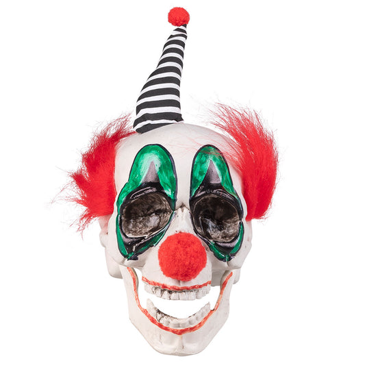 Masque Clown Terrifiant avec Chapeau Rayé et Cheveux Rouges