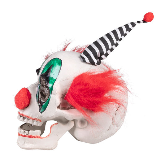 Masque Clown Terrifiant avec Chapeau Rayé et Cheveux Rouges