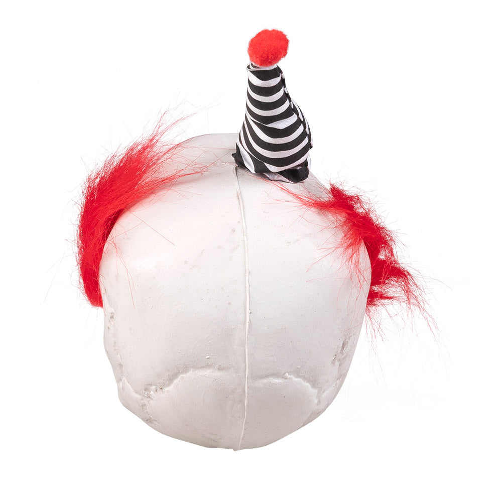 Masque Clown Terrifiant avec Chapeau Rayé et Cheveux Rouges