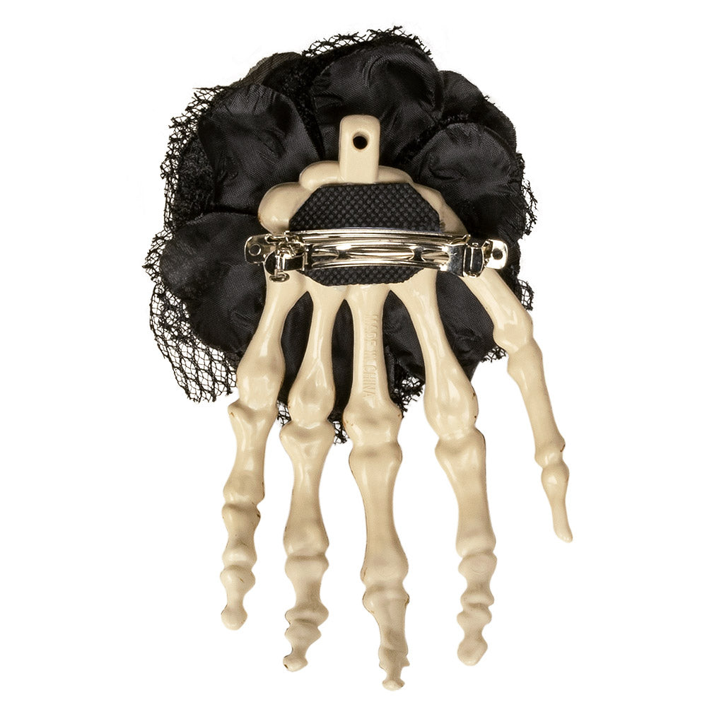 Barrette Squelette Noire avec Os Halloween - Accessoire Cheveux