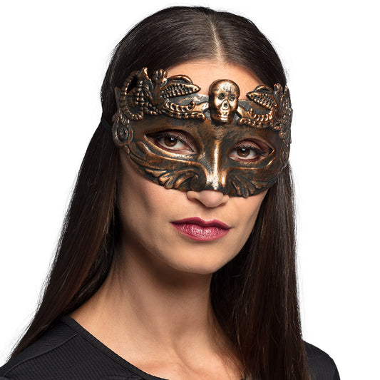 Masque Vénitien Skull Luxe - Bronze & Noir Festif
