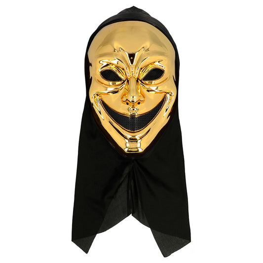 Masque Or Brillant avec Capuche Noire - Déguisement Mystérieux