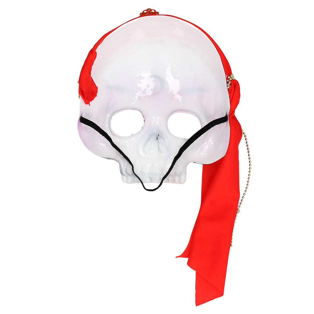Masque Crâne Sorcière Mystique avec Voile Rouge et Accessoires