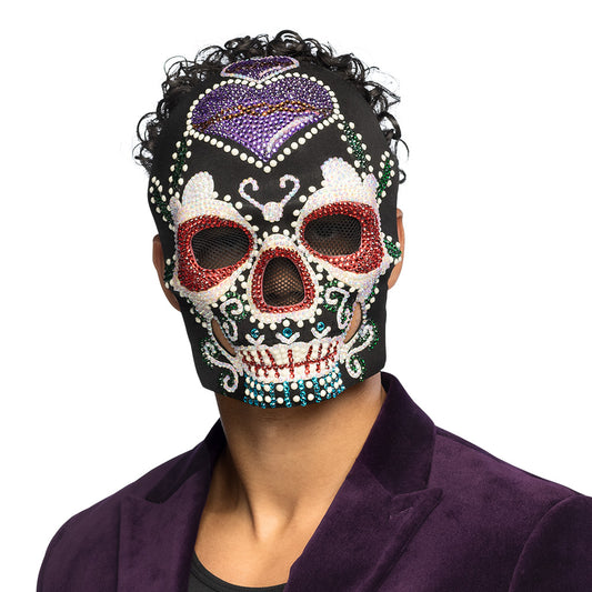 Masque Crâne Mexicain Strass Multicolore - Dia de los Muertos
