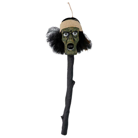 Tête de Sorcière sur Bâton - Décoration Halloween Horrifique
