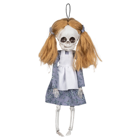 Pendentif Squelette Fille avec Cheveux Roux - Décoration Halloween