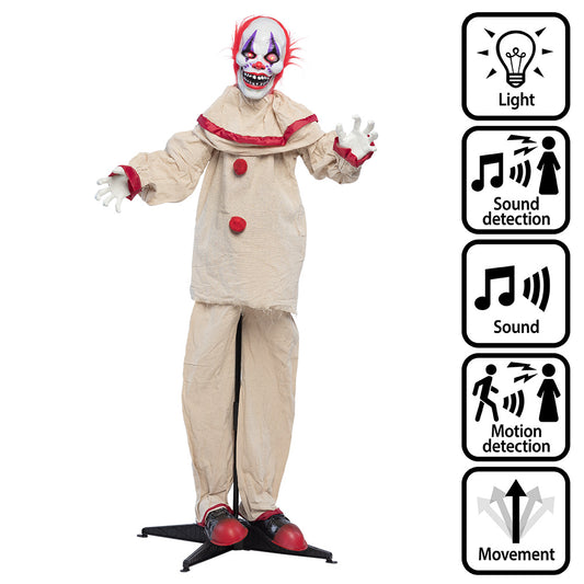 Clown Terrifiant Animé Lumineux et Sonore - Décoration Halloween