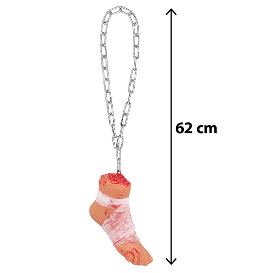 Collier Pied Momifié Chaîne Métallique - Accessoire Halloween