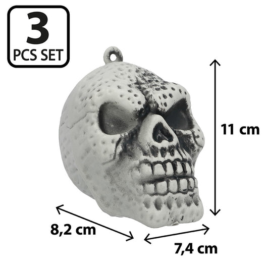 Set 3 Crânes Décoratifs Halloween Pendentifs Pointillés