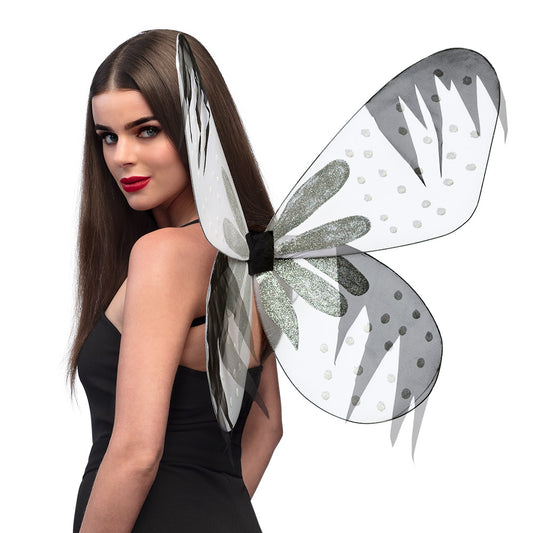 Ailes de Fée Scintillantes Grises et Blanches - Accessoire Déguisement