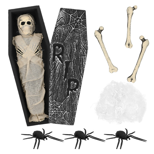 Cercueil Momie Halloween Deluxe - Décoration Complète avec Accessoires