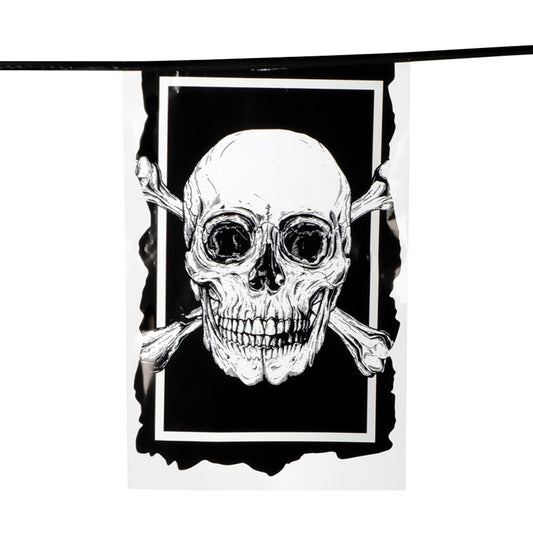 Guirlande Crâne et Os Pirate - Décoration Halloween Noir Blanc