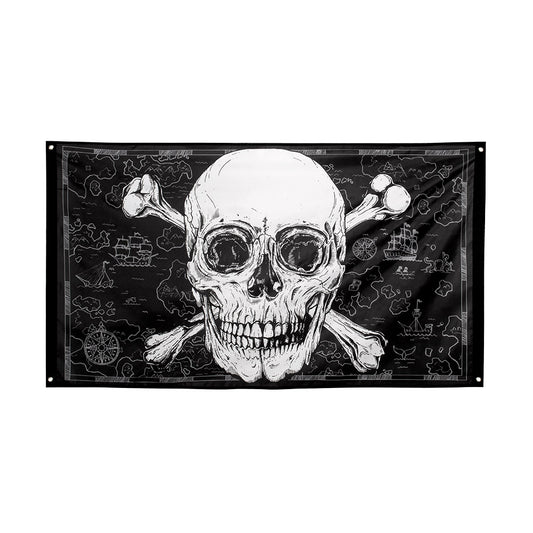 Drapeau Pirate Crâne et Tête de Mort - Décoration Halloween