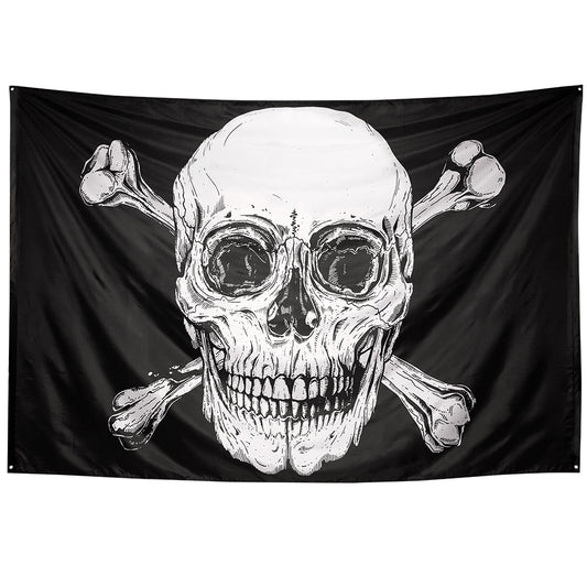 Drapeau Pirate Crâne et Tibias - Décoration Halloween