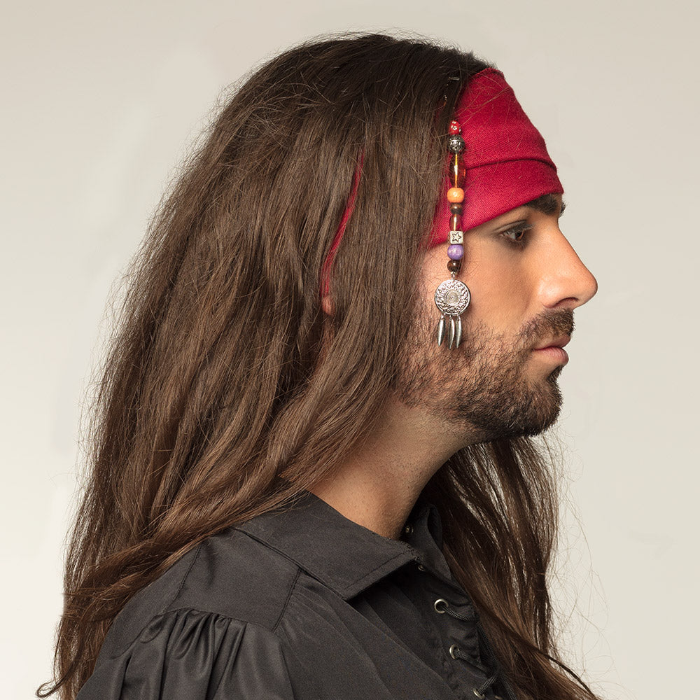 Bandeau Pirate Rouge avec Attrape-Rêves Décoratif