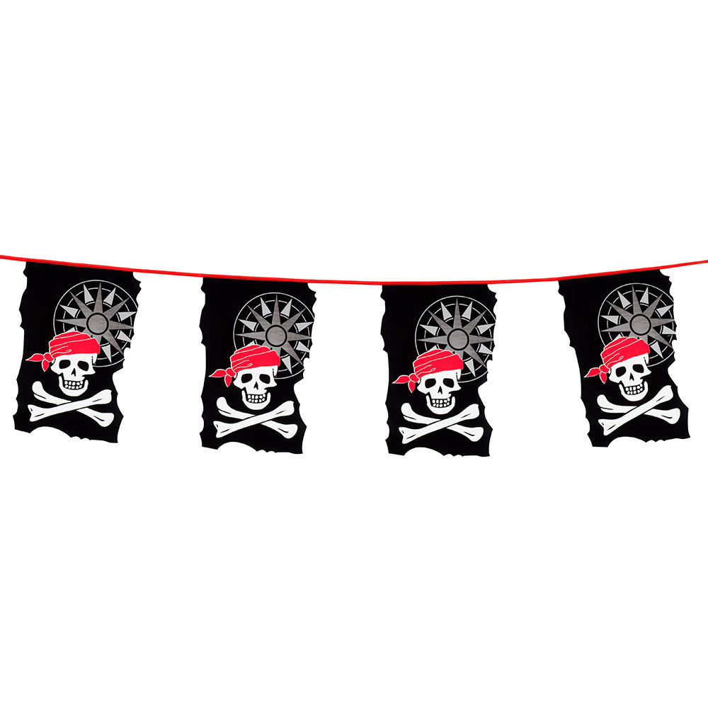 Guirlande Pirate Crâne Bandana Rouge 4 Fanions 35cm