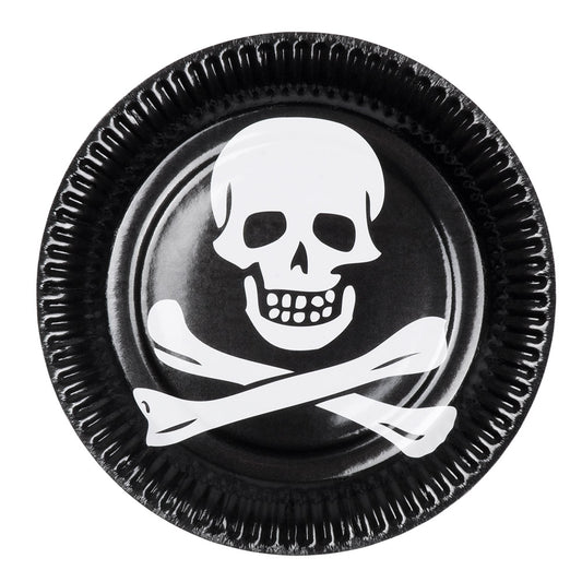 Assiettes Crâne et Tibias Pirate - 23 cm Noires