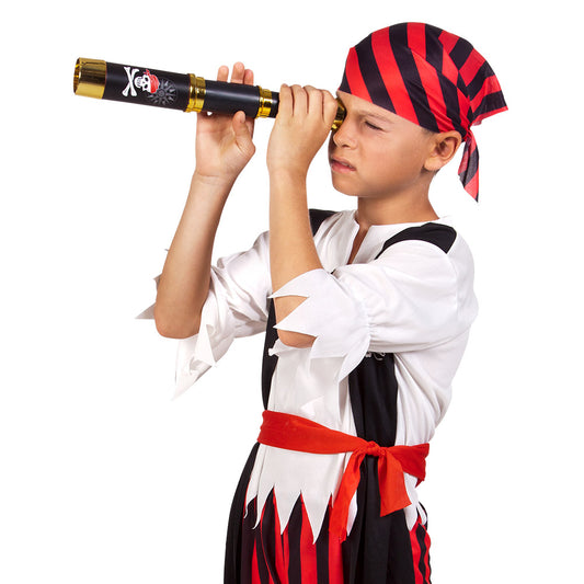 Télescope Pirate Noir et Or - Accessoire Déguisement Pirate