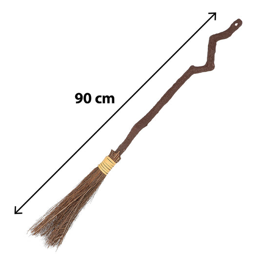 Costume Sorcière Noire et Vert Émeraude avec Balai 90cm