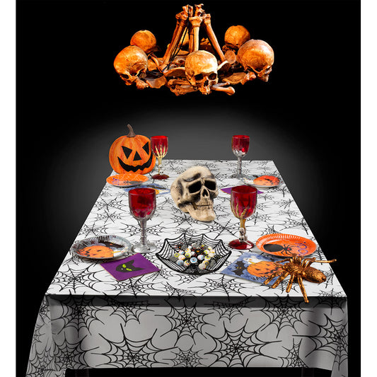 Nappe Halloween Toile d'Araignée - Décoration Festive Noire et Blanche