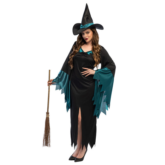 Déguisement Sorcière Noire et Turquoise avec Chapeau