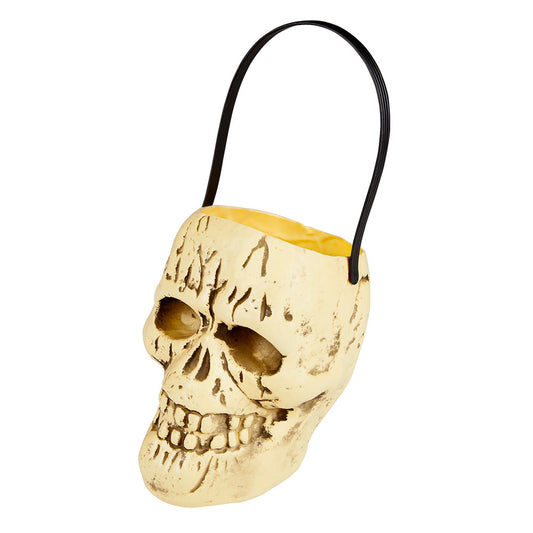 Panier Crâne Halloween - Accessoire Déco Tête de Mort