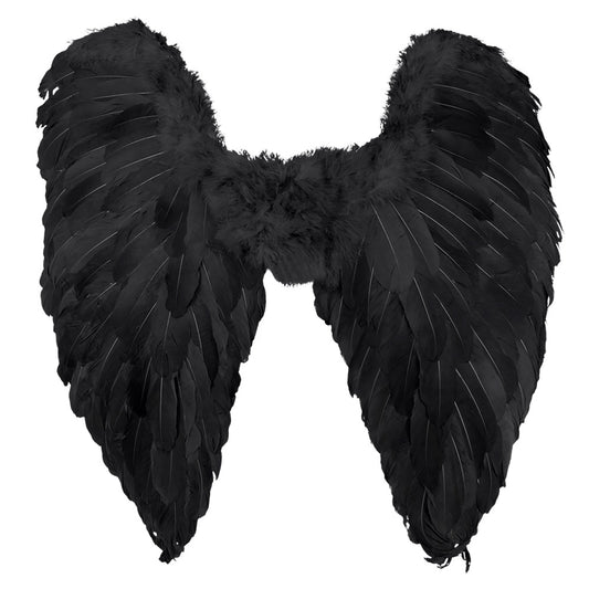 Ailes Noires Gothiques Luxe avec Halo et Couronnes